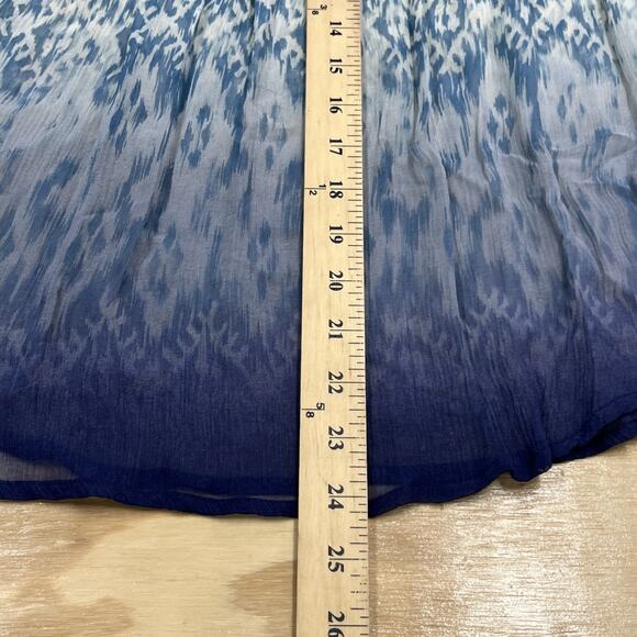 Sundance Silk Chiffon Smocked Semi-Sheer Top Blouse Geometric Ombré Size S Boho - Picture 11 of 12